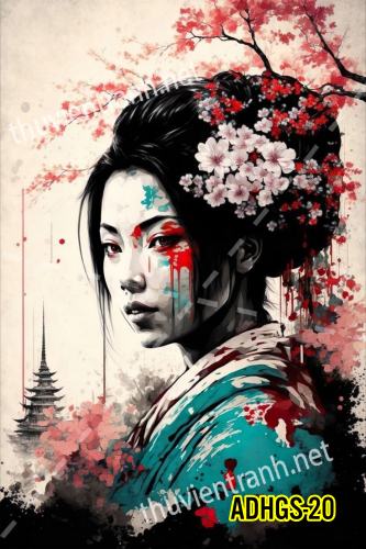 Tranh dán tường hoa cô gái Geisha Nhật Bản-ADHGS-20 - Kết quả tìm kiếm tranh tường